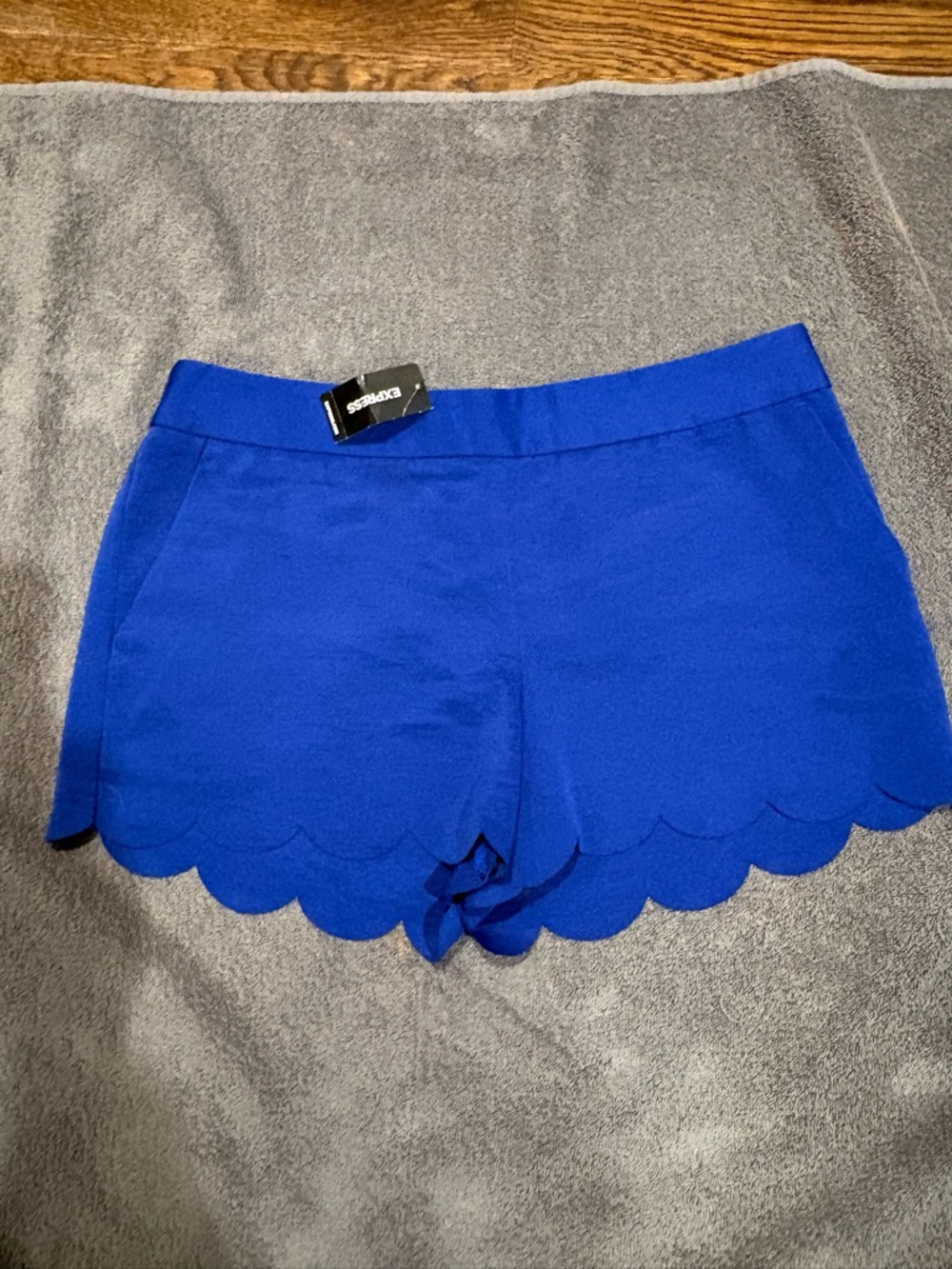 Express Royal Blue Scalloped Hem High-Waist Shorts *Surprise Gift Included*